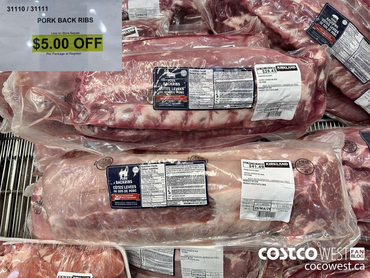 31110 (ALSO 31111) PORK BACK RIBS ($5.00 INSTANT SAVINGS)