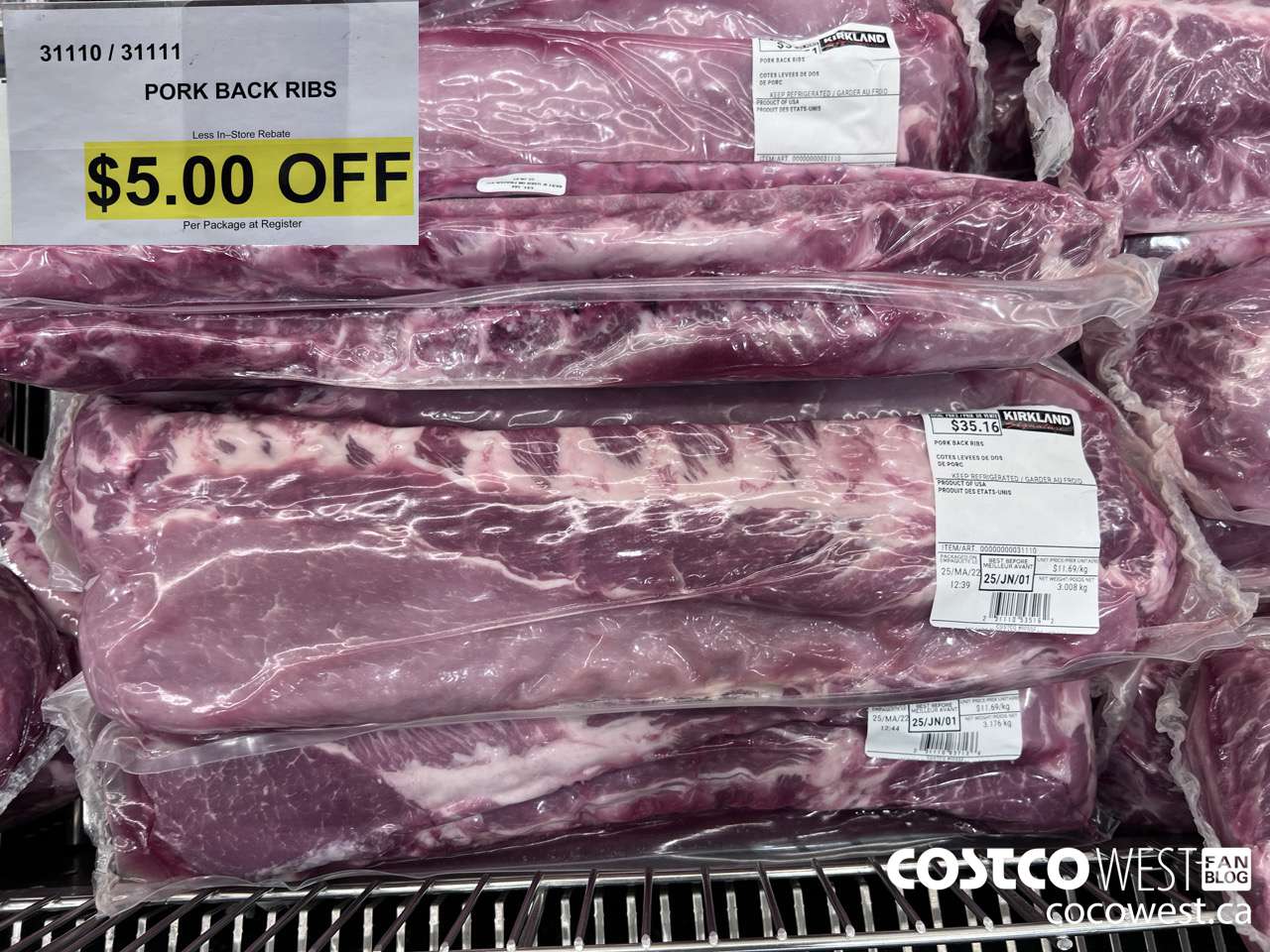 31110 (ALSO 31111) PORK BACK RIBS ($5.00 INSTANT SAVINGS)