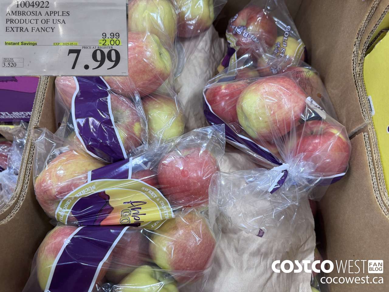 1004922 AMBROSIA APPLES PRODUCT OF USA EXTRA FANCY ($2.00 INSTANT SAVINGS EXPIRES ON 2025-05-11) $7.99