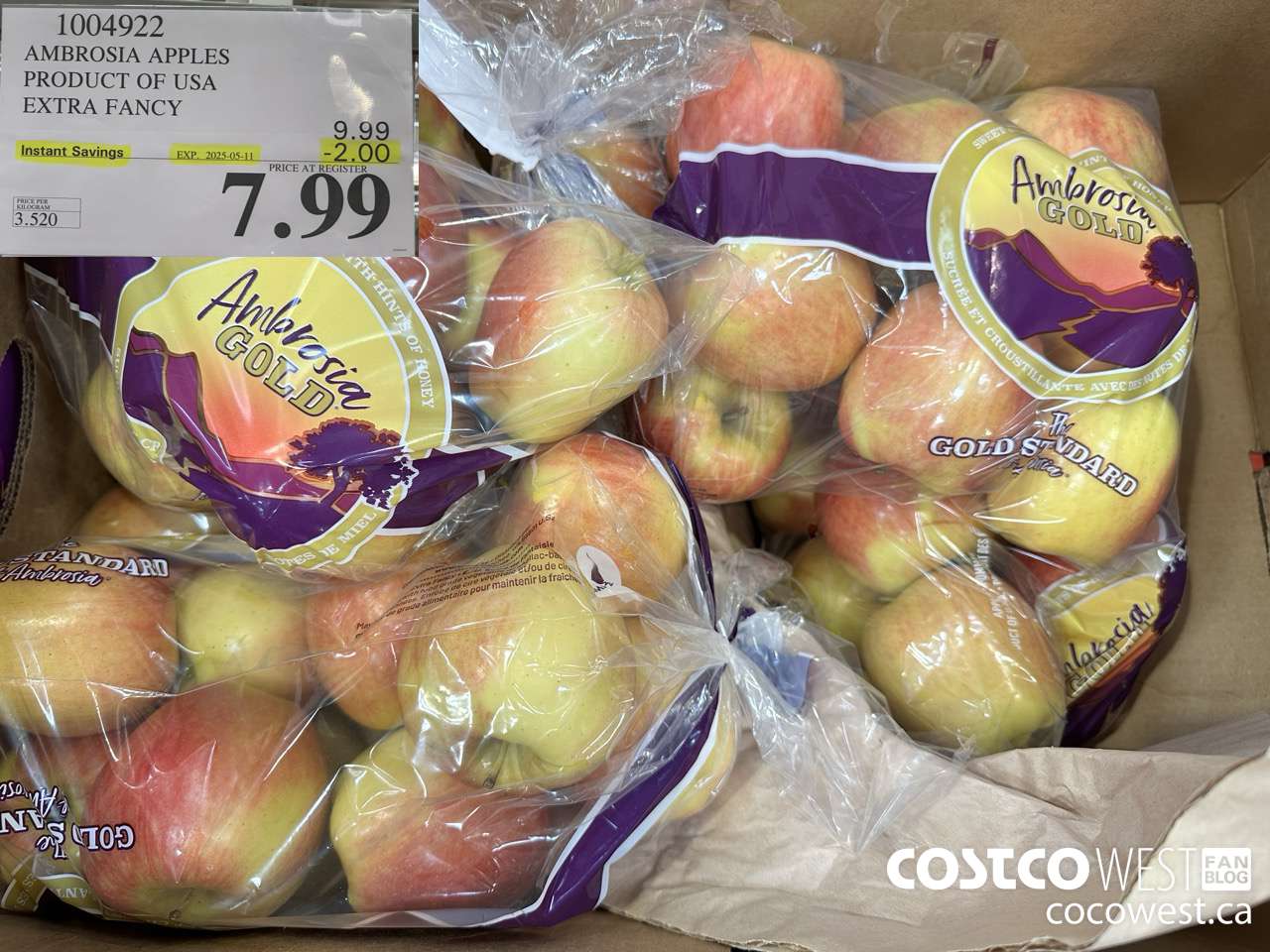 1004922 AMBROSIA APPLES PRODUCT OF USA EXTRA FANCY ($2.00 INSTANT SAVINGS EXPIRES ON 2025-05-11) $7.99