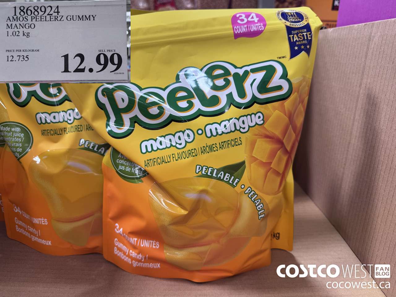 1868924 AMOS PEELERZ GUMMY MANGO 1.02KG $12.99