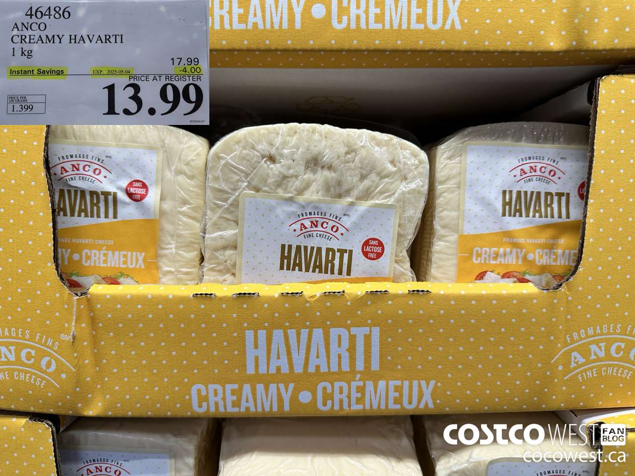 46486 ANCO CREAMY HAVARTI 1KG ($4.00 INSTANT SAVINGS EXPIRES ON 2025-05-04) $13.99