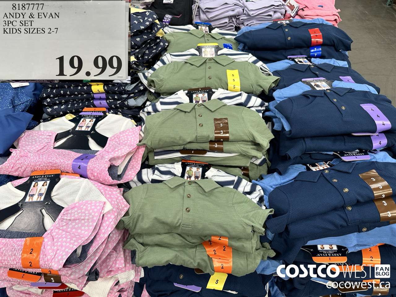 8187777 ANDY & EVAN 3PC SET KIDS SIZES 2-7 $19.99