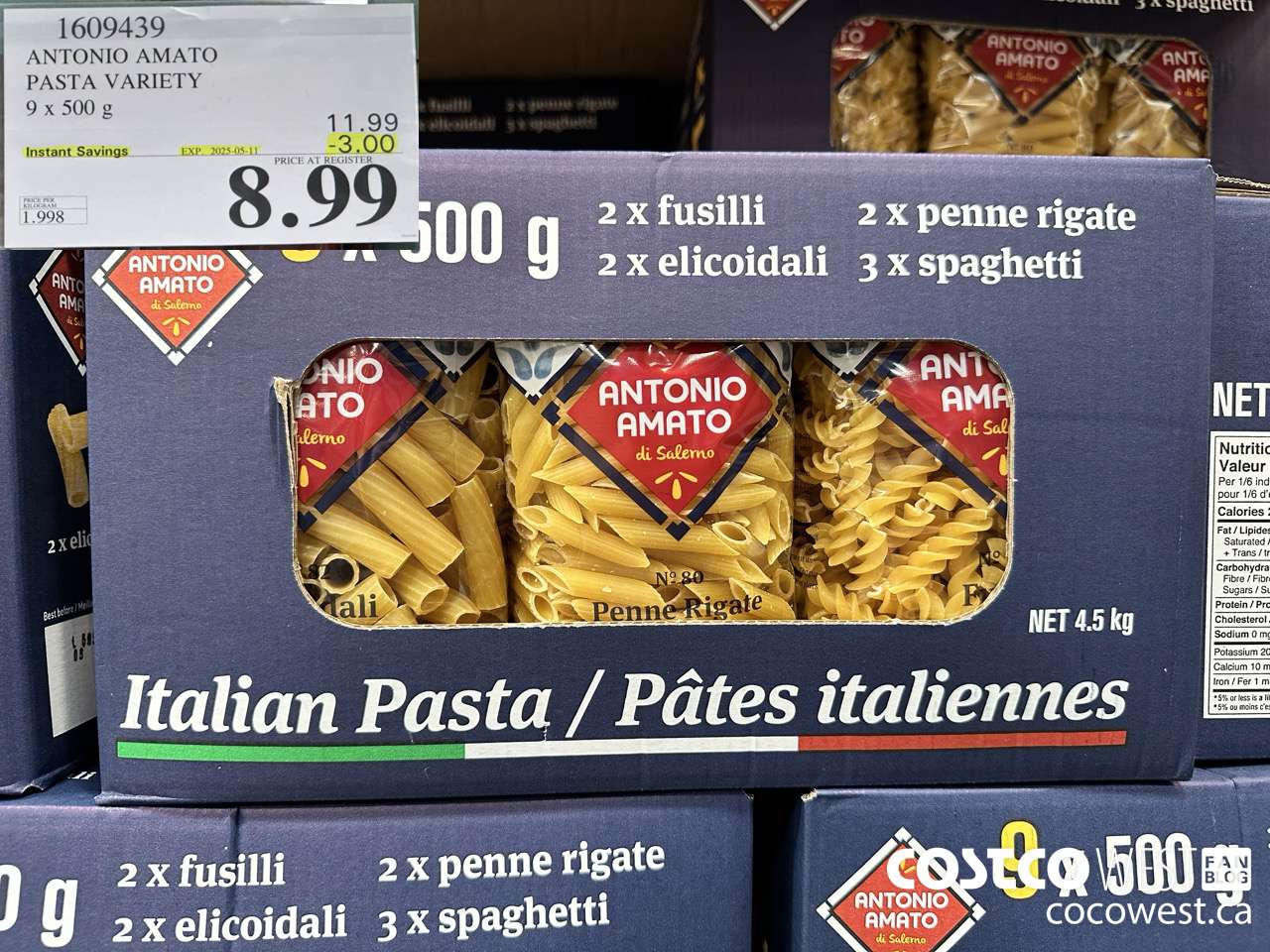 1609439 ANTONIO AMATO ASSORTED PASTA 9 X 500 G ($3.00 INSTANT SAVINGS EXPIRES ON 2025-05-11) $8.99