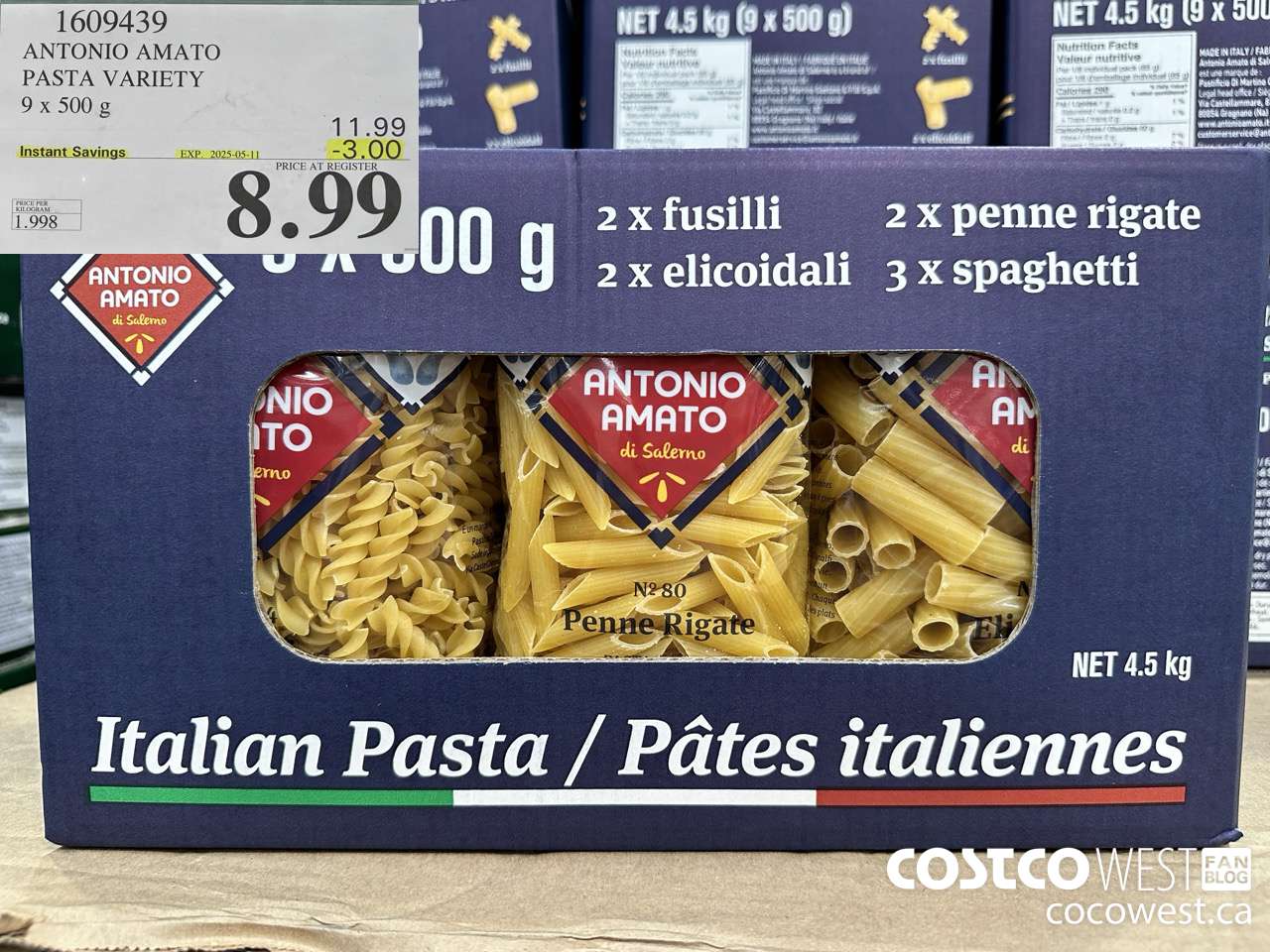 1609439 ANTONIO AMATO ASSORTED PASTA 9 X 500 G ($3.00 INSTANT SAVINGS EXPIRES ON 2025-05-11) $8.99