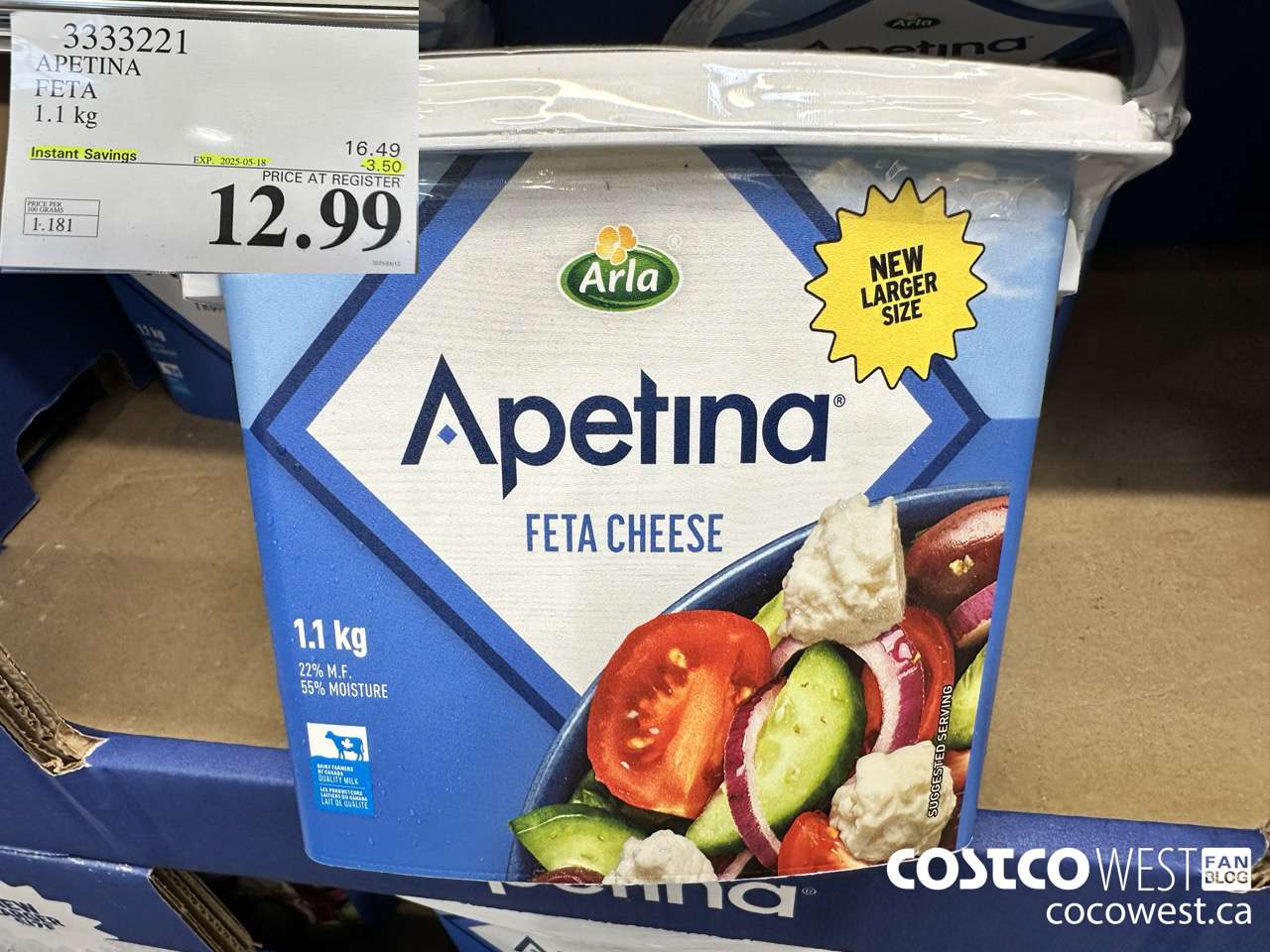 3333221 APETINA FETA 1.1KG ($3.50 INSTANT SAVINGS EXPIRES ON 2025-05-18) $12.99