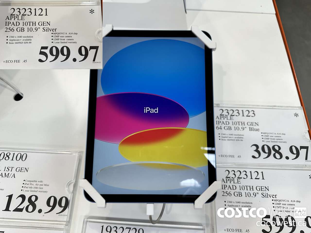 2323121 APPLE IPAD 10TH GEN 256GB SILVER MPQ83VC/A $599.97