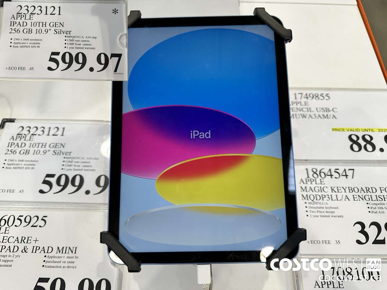 2323121 APPLE IPAD 10TH GEN 256GB SILVER MPQ83VC/A $599.97