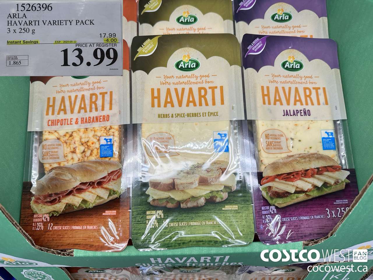 1526396 ARLA HAVARTI VARIETY PACK 3 X 250 G ($4.00 INSTANT SAVINGS EXPIRES ON 2025-05-11) $13.99