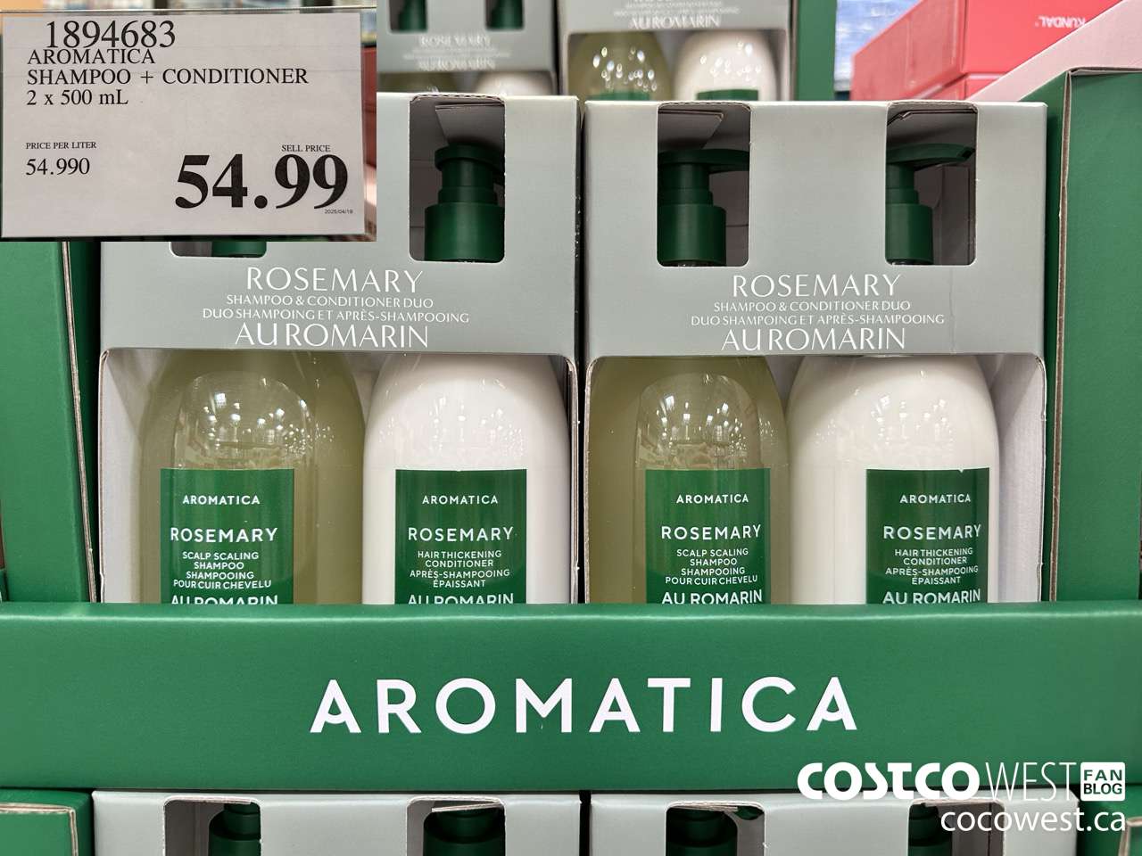 1894683 AROMATICA SHAMPOO + CONDITIONER 2 X 500ML $54.99