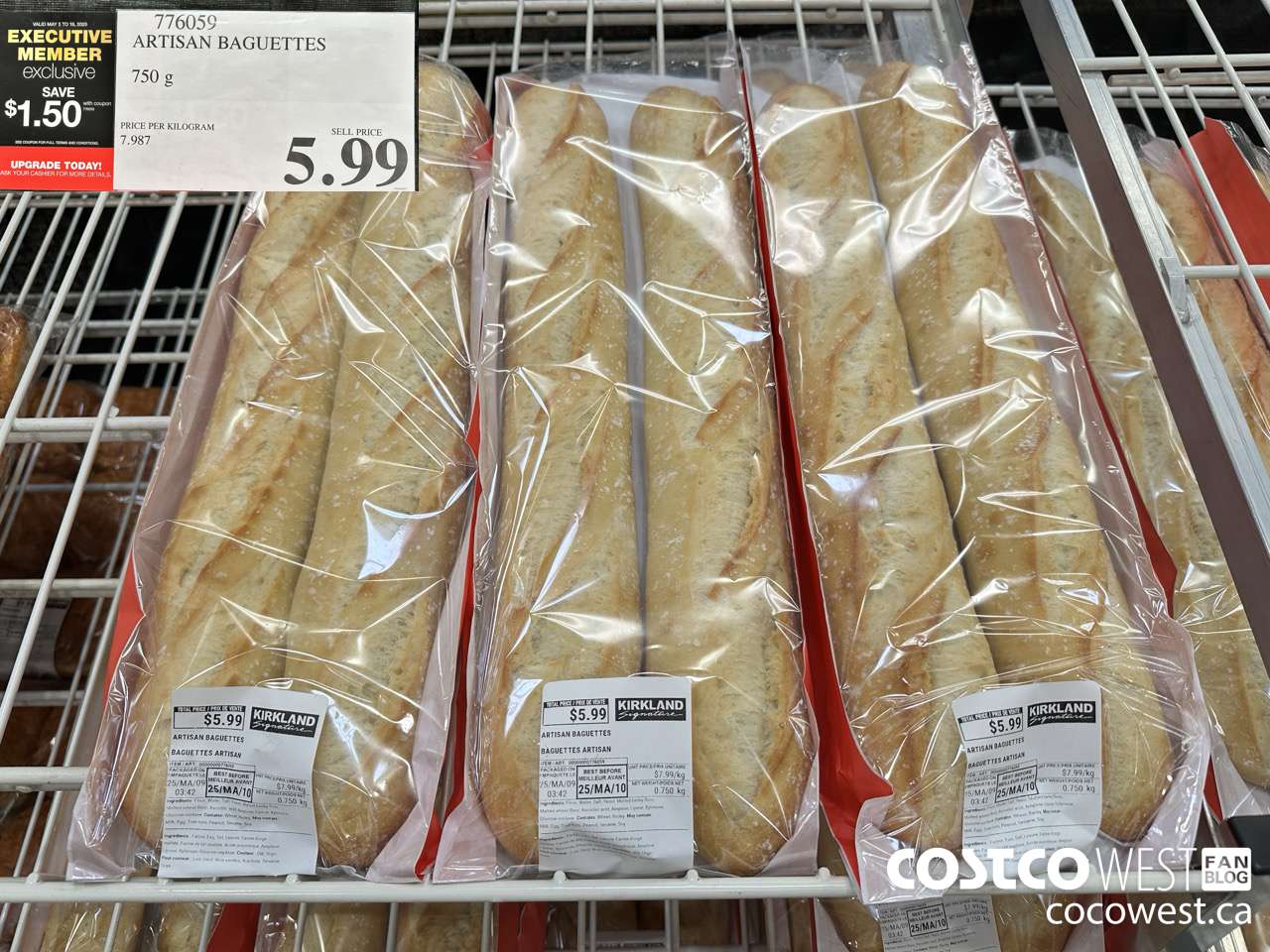 776059 ARTISAN BAGUETTES 750g ($1.50 INSTANT SAVINGS EXPIRES ON 2025-05-18) $5.99