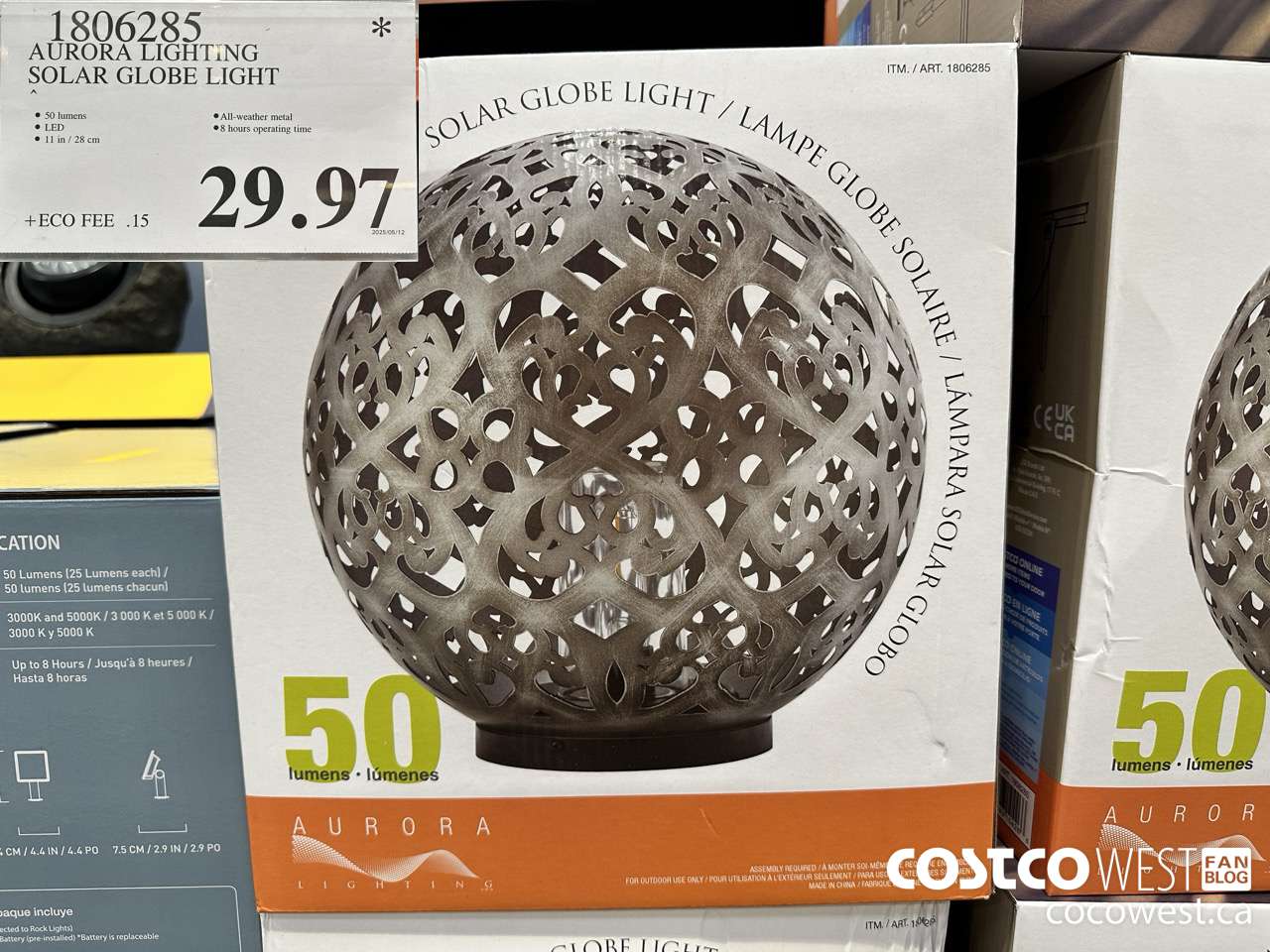 1806285 AURORA LIGHTING SOLAR GLOBE LIGHT $29.97