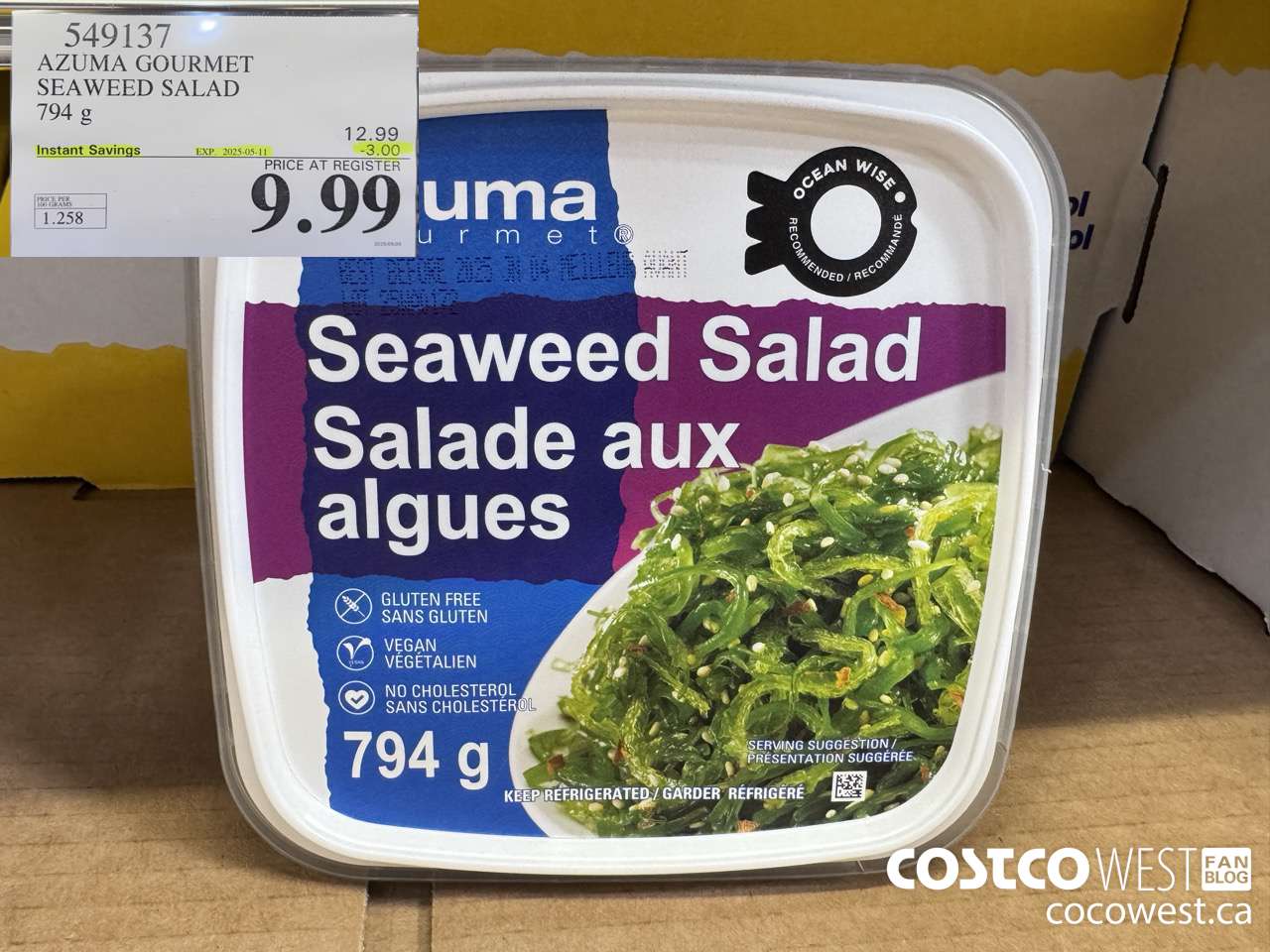 549137 AZUMA GOURMET SEAWEED SALAD 794 G ($3.00 INSTANT SAVINGS EXPIRES ON 2025-05-11) $9.99