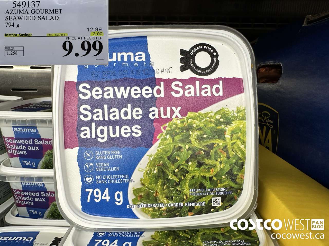 549137 AZUMA GOURMET SEAWEED SALAD 794 G ($3.00 INSTANT SAVINGS EXPIRES ON 2025-05-11) $9.99