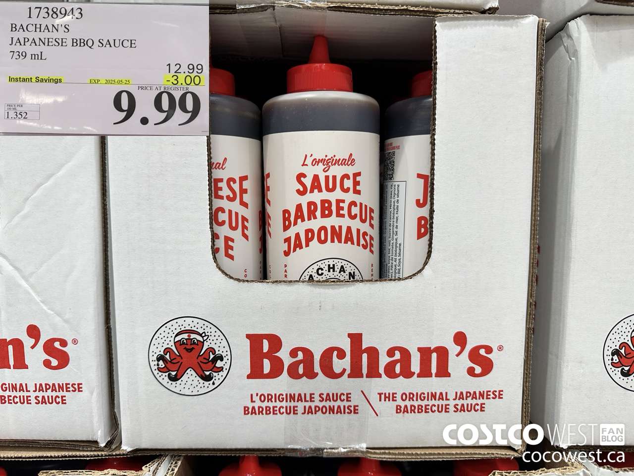 1738943 BACHAN'S JAPANESE BBQ SAUCE 1L ($3.00 INSTANT SAVINGS EXPIRES ON 2025-05-25) $9.99