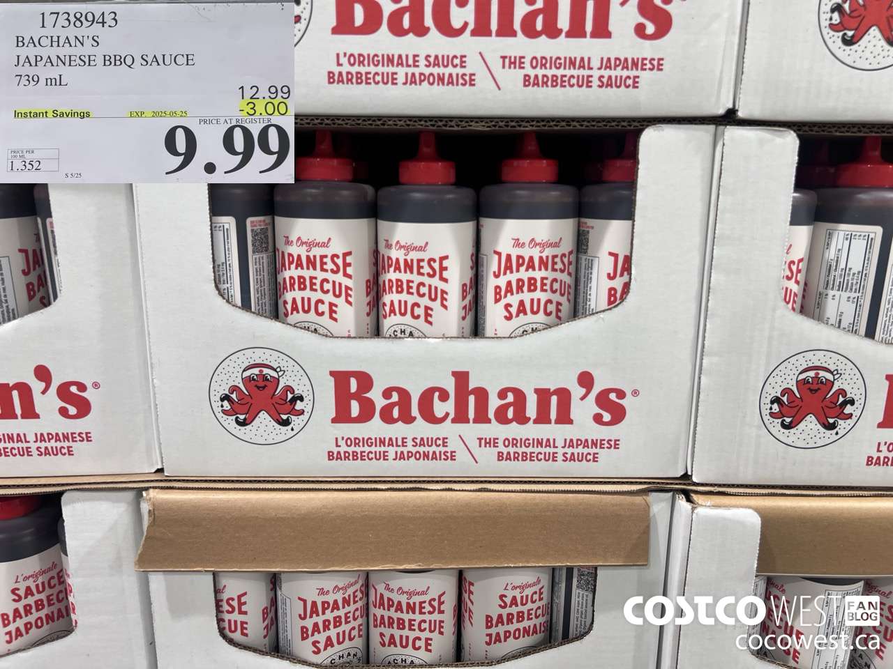 1738943 BACHAN'S JAPANESE BBQ SAUCE 1L ($3.00 INSTANT SAVINGS EXPIRES ON 2025-05-25) $9.99