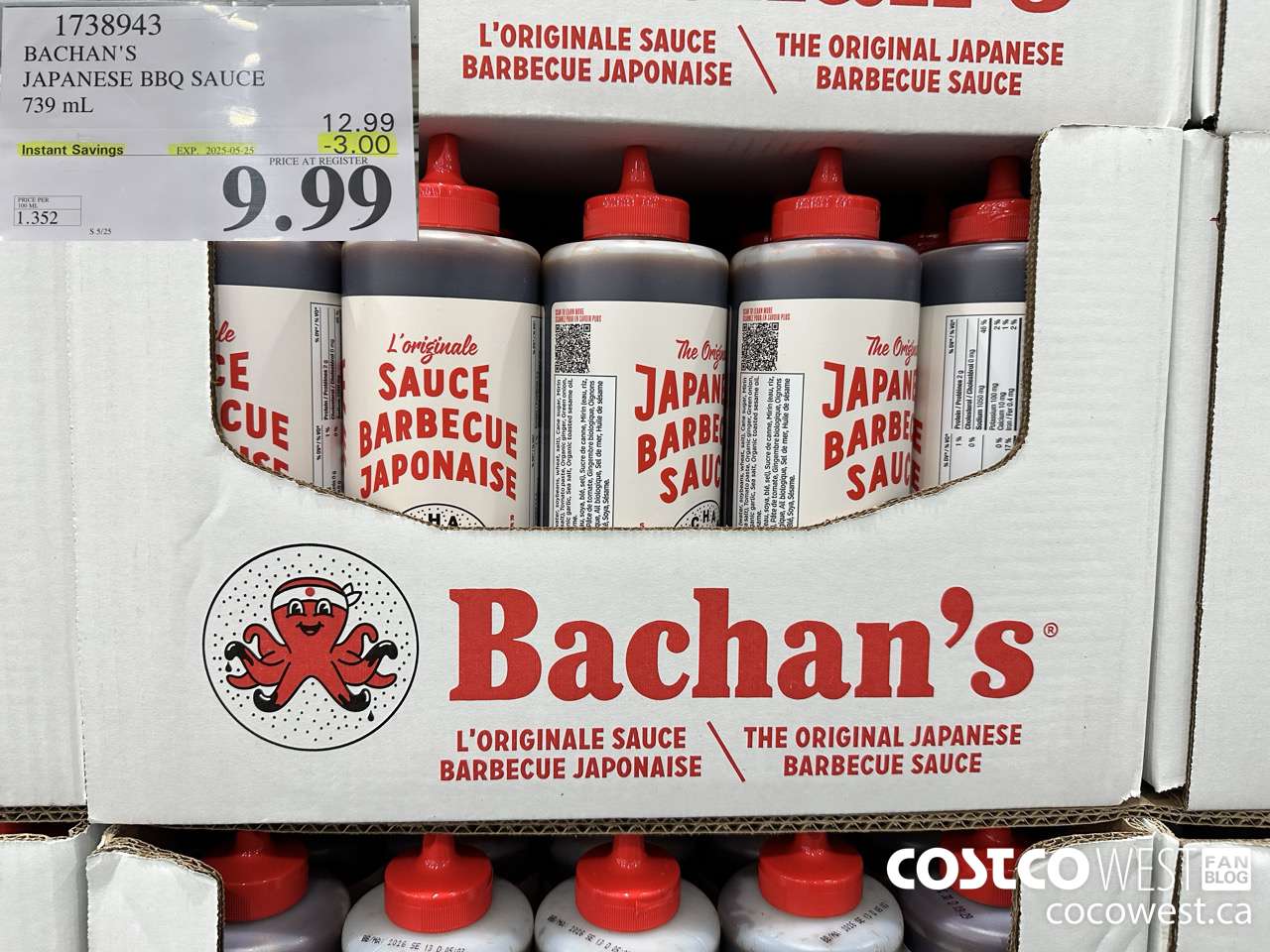 1738943 BACHAN'S JAPANESE BBQ SAUCE 1L ($3.00 INSTANT SAVINGS EXPIRES ON 2025-05-25) $9.99
