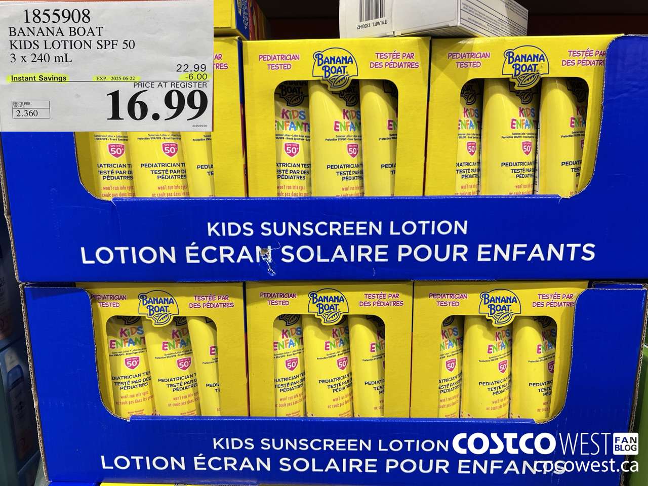 1855908 BANANA BOAT KIDS LOTION SPF 50 3 X 240ML ($6.00 INSTANT SAVINGS EXPIRES ON 2025-06-22) $16.99