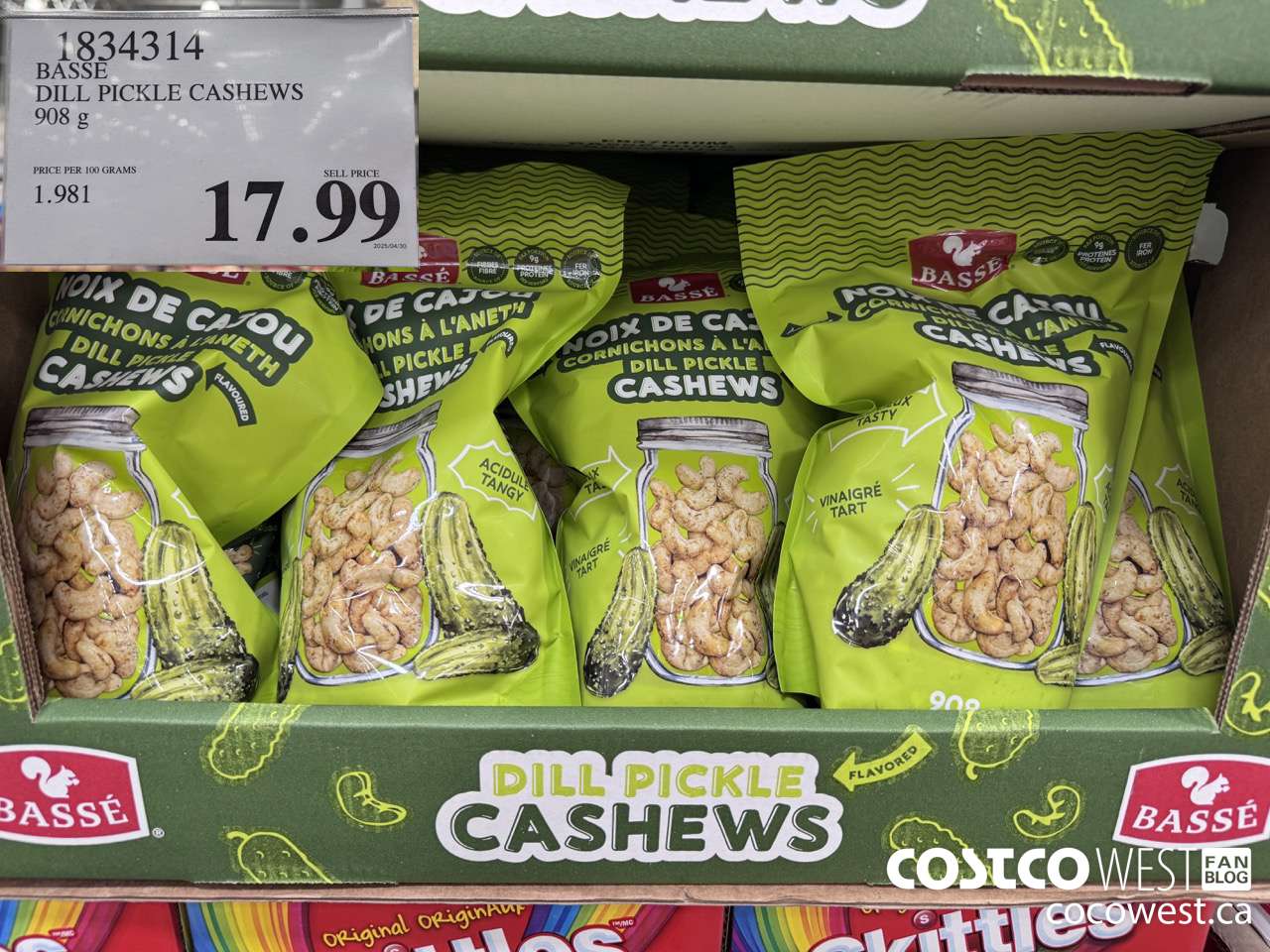 1834314 BASSE DILL PICKLE CASHEWS 908G $17.99