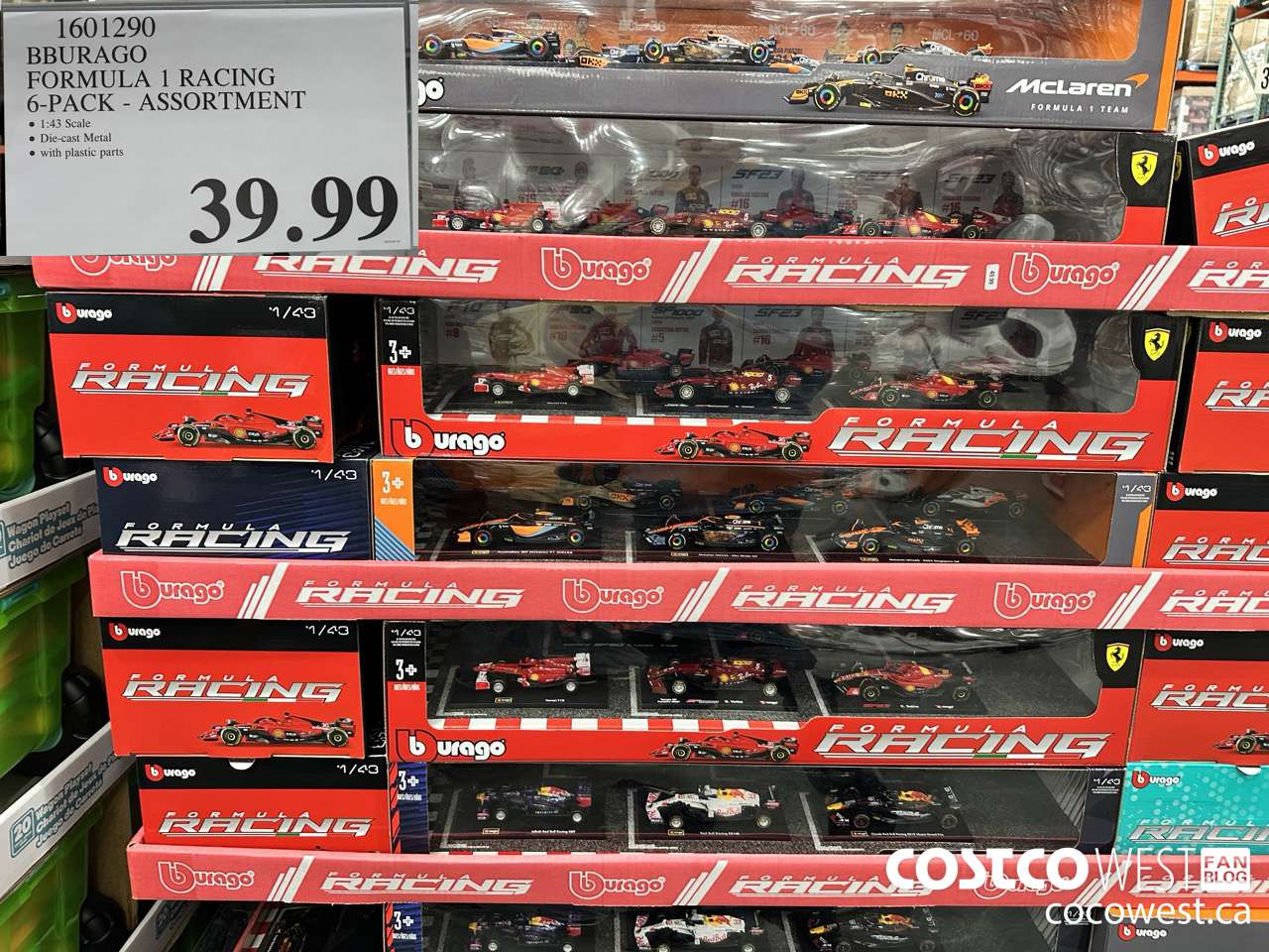 1601290 BBURAGO 1:43 SCALE F1 DIE CAST SET 6PK $39.99