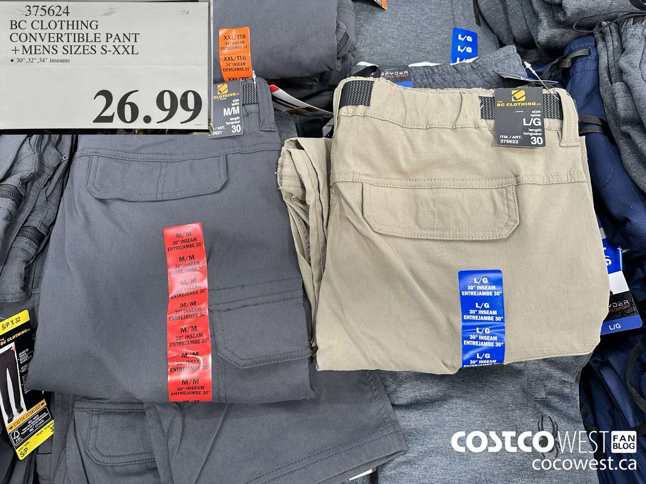 375624 BC CLOTHING CONVERTIBLE PANT MENS SIZES S-XXL $26.99