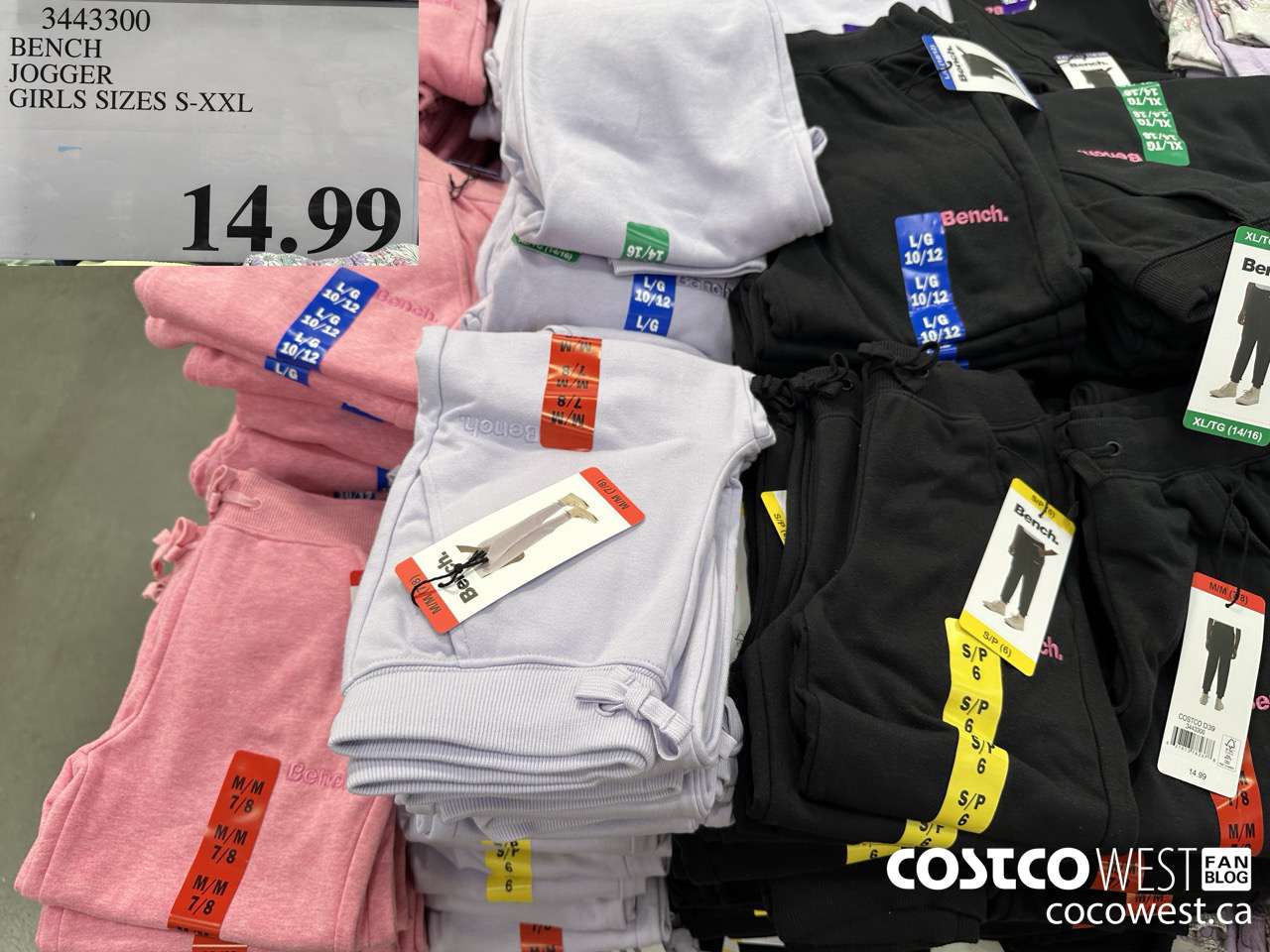 3443300 BENCH JOGGER GIRLS SIZES S-XXL $14.99