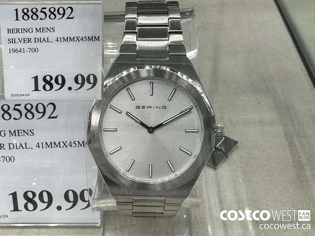 1885892 BERING MENS SILVER DIAL, 41MMX45MM 19641-700 $189.99