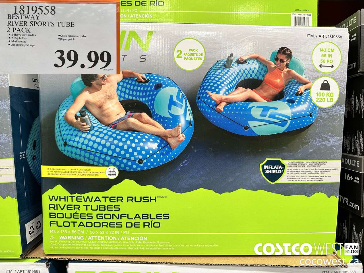 1819558 BESTWAY RIVER SPORTS TUBE 2 PACK $39.99
