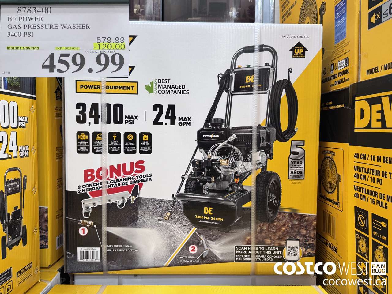 8783400 BE POWER PRESSURE WASHER 3400 PSI ($120.00 INSTANT SAVINGS EXPIRES ON 2025-05-11) $459.99