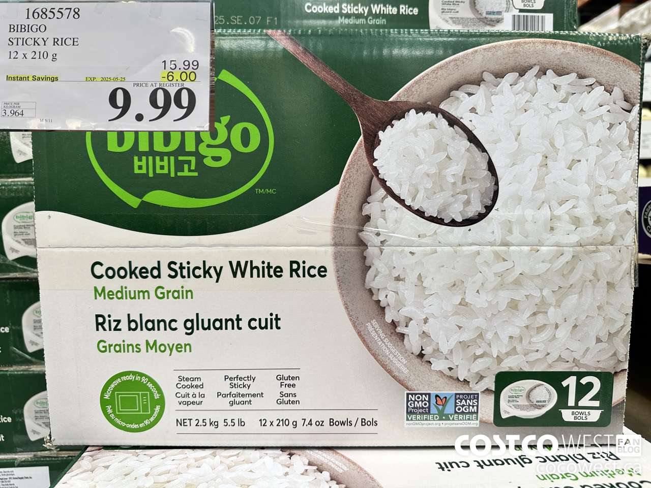 1685578 BIBIGO STICKY WHITE RICE 12/7.4 OZ ($6.00 INSTANT SAVINGS EXPIRES ON 2025-05-25) $9.99