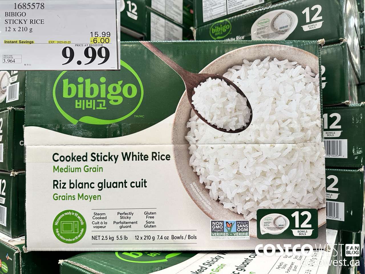 1685578 BIBIGO STICKY WHITE RICE 12/7.4 OZ ($6.00 INSTANT SAVINGS EXPIRES ON 2025-05-25) $9.99