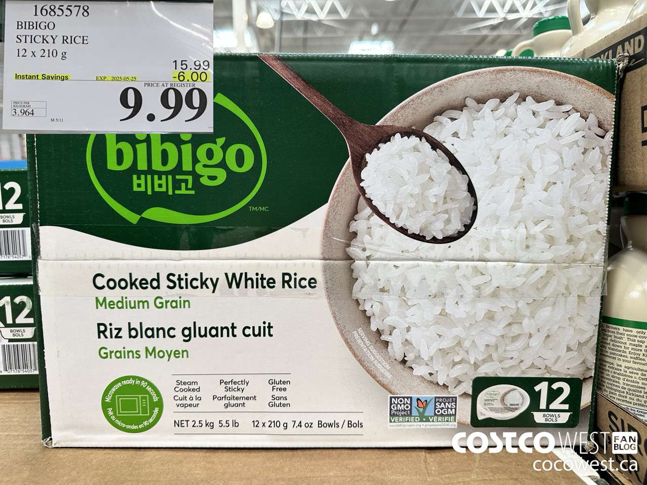 1685578 BIBIGO STICKY WHITE RICE 12/7.4 OZ ($6.00 INSTANT SAVINGS EXPIRES ON 2025-05-25) $9.99