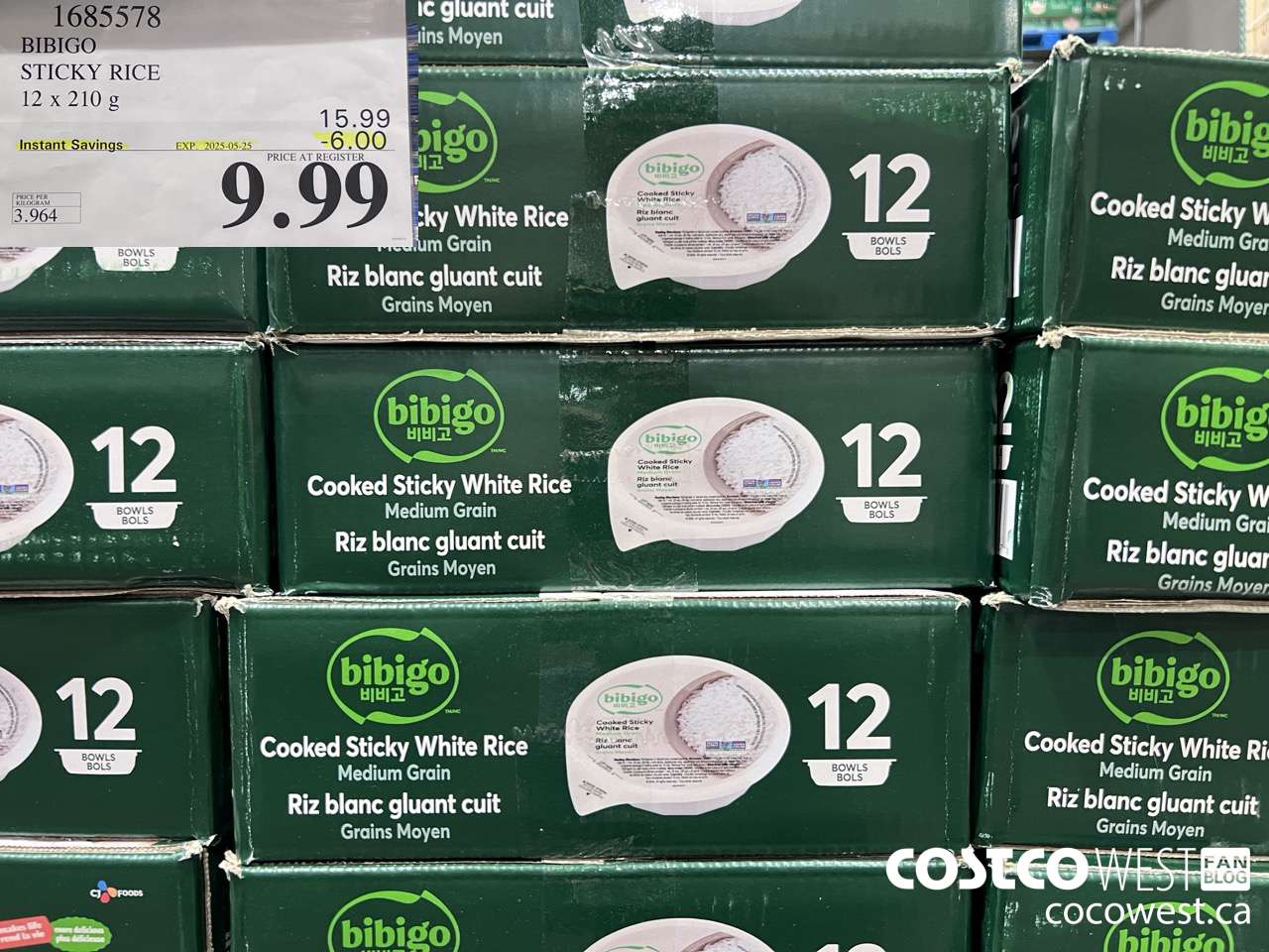1685578 BIBIGO STICKY WHITE RICE 12/7.4 OZ ($6.00 INSTANT SAVINGS EXPIRES ON 2025-05-25) $9.99