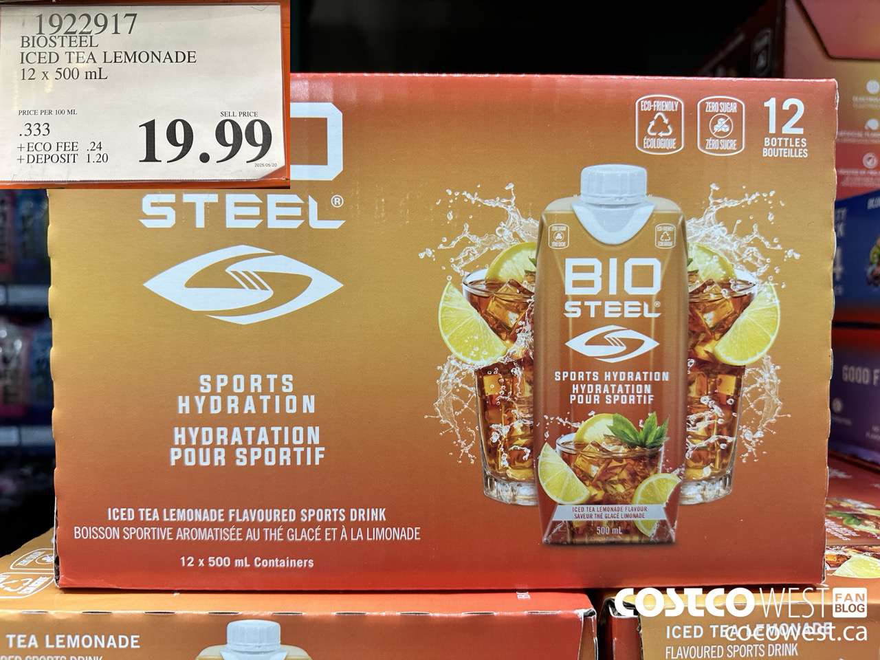 1922917 BIOSTEEL ICED TEA LEMONADE 12 X 500ML $19.99