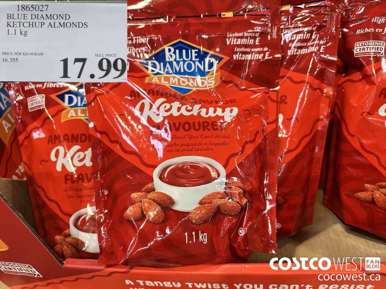 1865027 BLUE DIAMOND KETCHUP ALMONDS 1.1KG $17.99