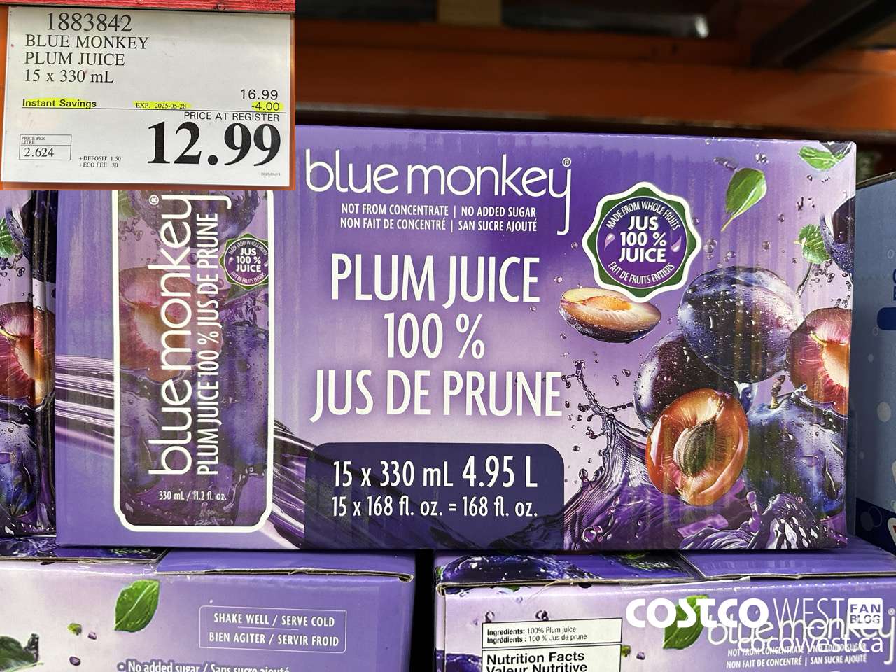 1883842 BLUE MONKEY PLUM JUICE 15 X 330ML ($4.00 INSTANT SAVINGS EXPIRES ON 2025-05-28) $12.99