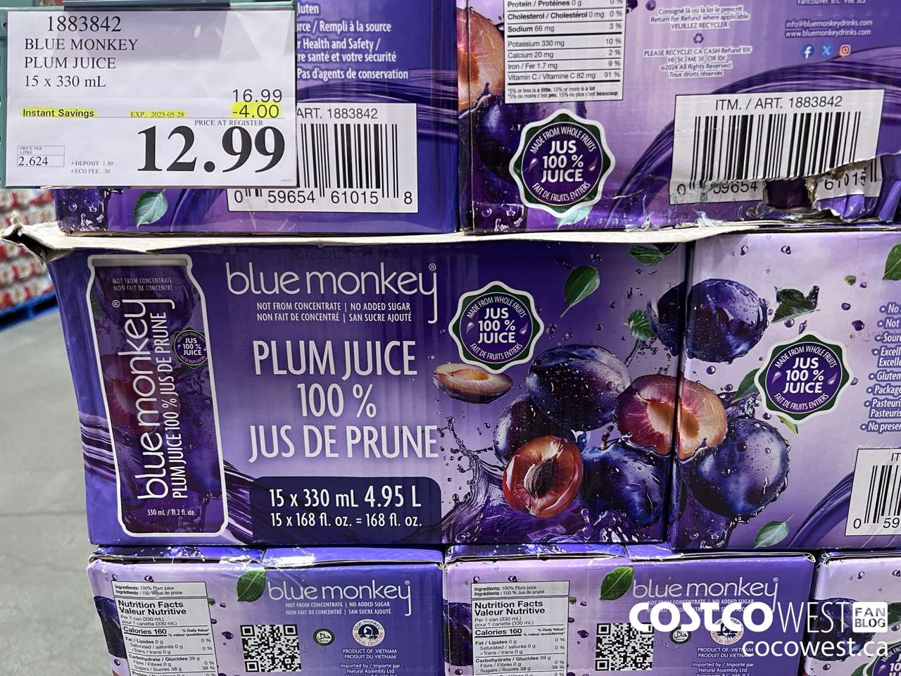 1883842 BLUE MONKEY PLUM JUICE 15 X 330ML ($4.00 INSTANT SAVINGS EXPIRES ON 2025-05-28) $12.99