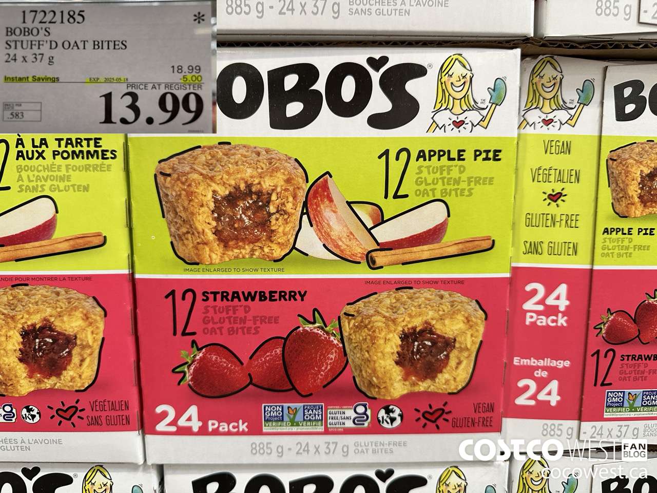 1722185 BOBO'S STUFFED OAT BITES 24 X 37 G ($5.00 INSTANT SAVINGS EXPIRES ON 2025-05-18) $13.99