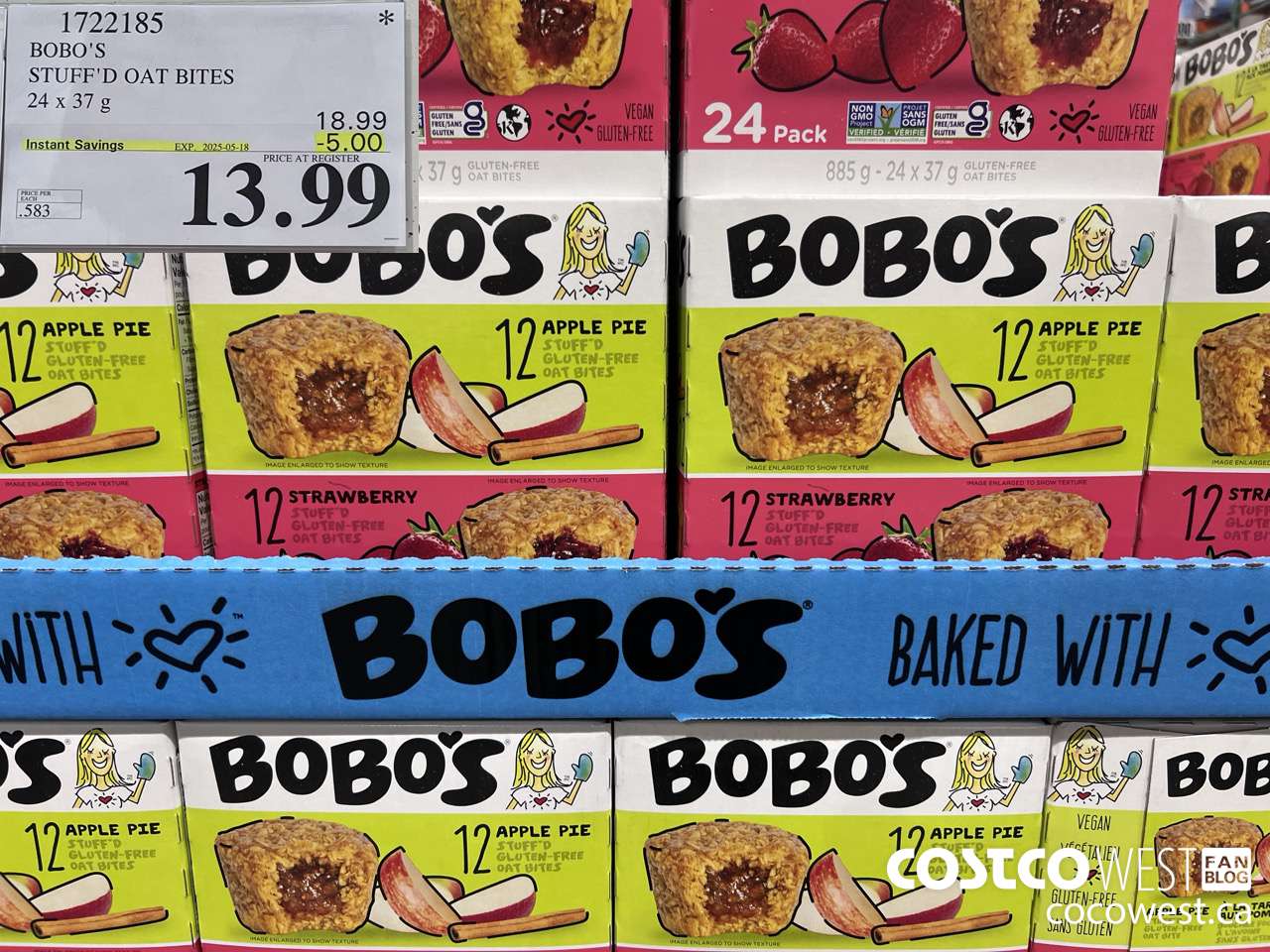 1722185 BOBO'S STUFFED OAT BITES 24 X 37 G ($5.00 INSTANT SAVINGS EXPIRES ON 2025-05-18) $13.99