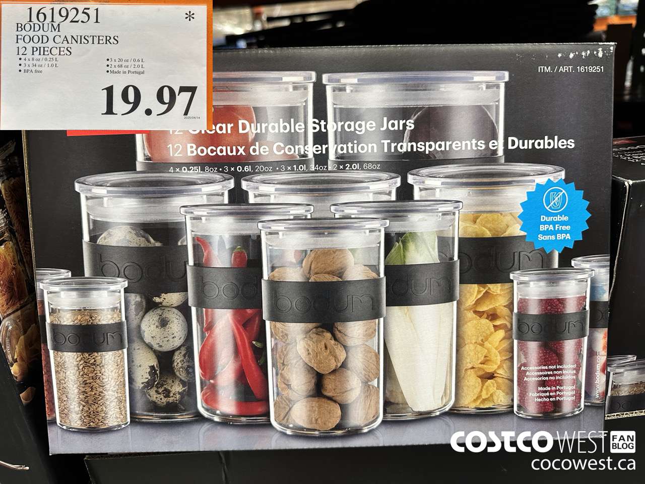 1619251 BODUM FOOD CANISTERS 12 PIECES $19.97