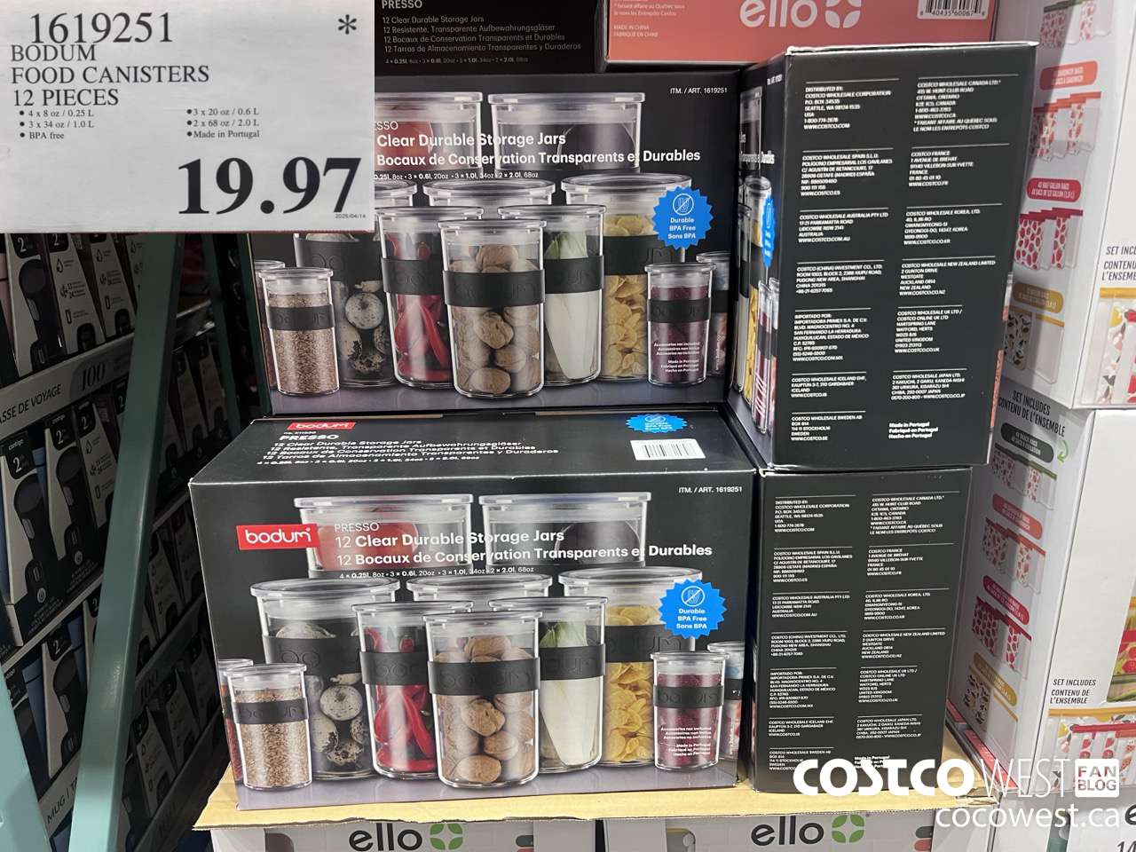 1619251 BODUM FOOD CANISTERS 12 PIECES $19.97