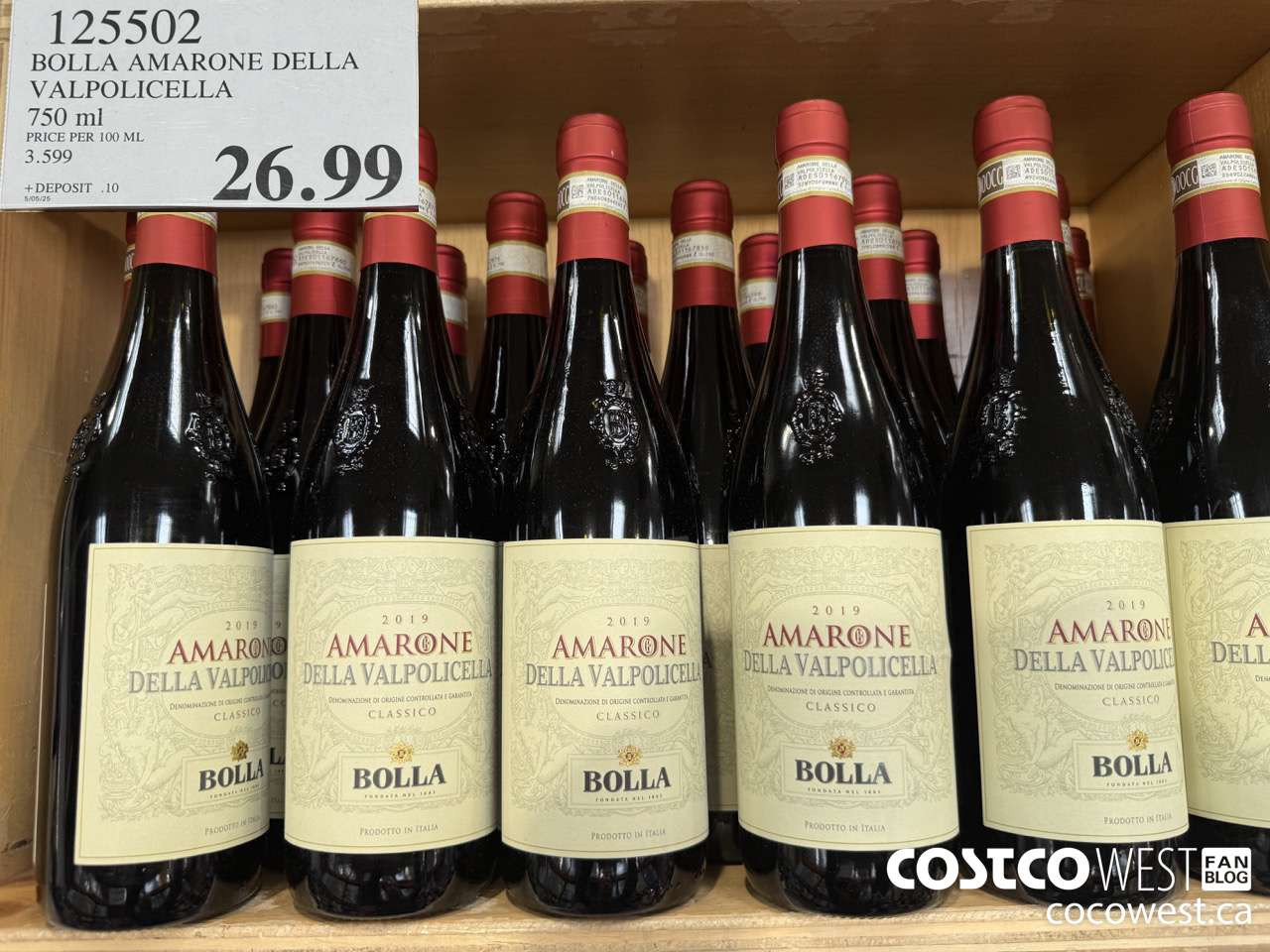 125502 BOLLA AMARONE DELLA VALPOLICELLA 750ML $26.99