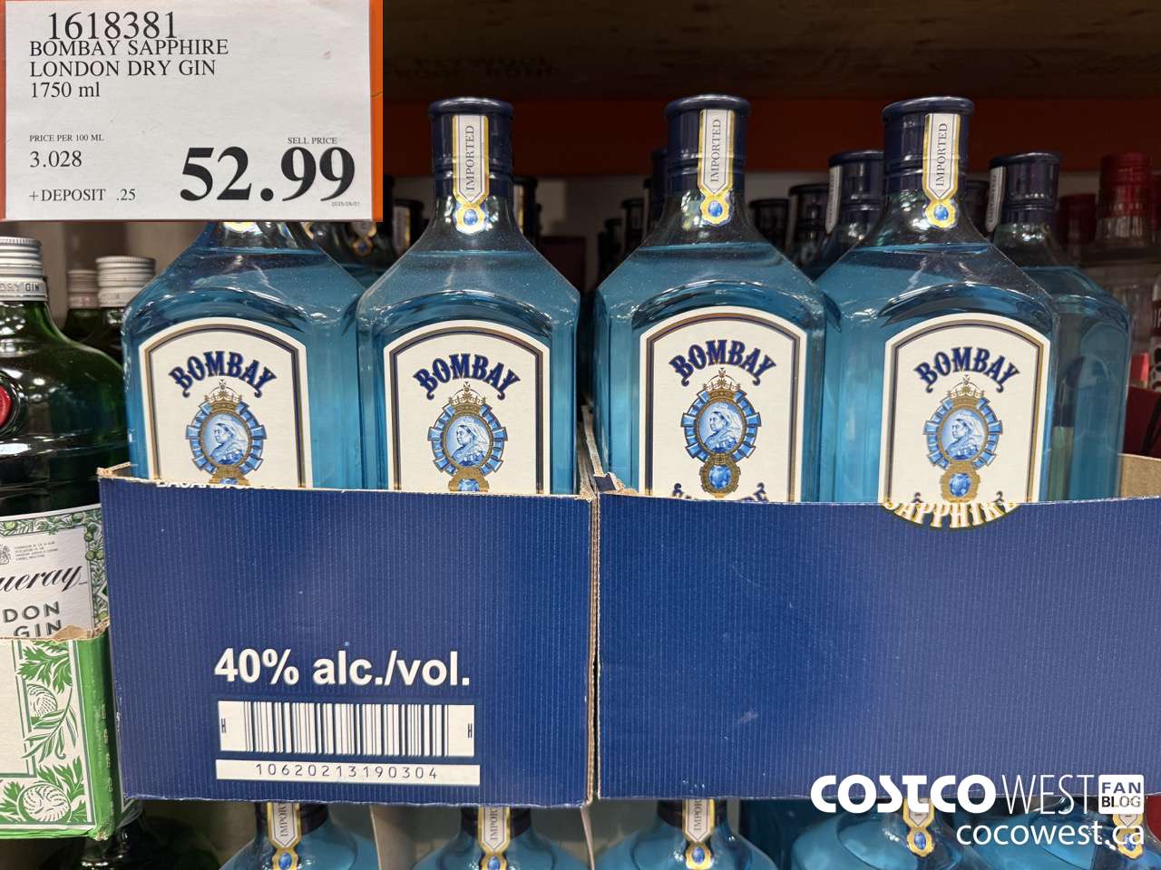 1618381 BOMBAY SAPPHIRE LONDON DRY GIN 1750 ML $52.99