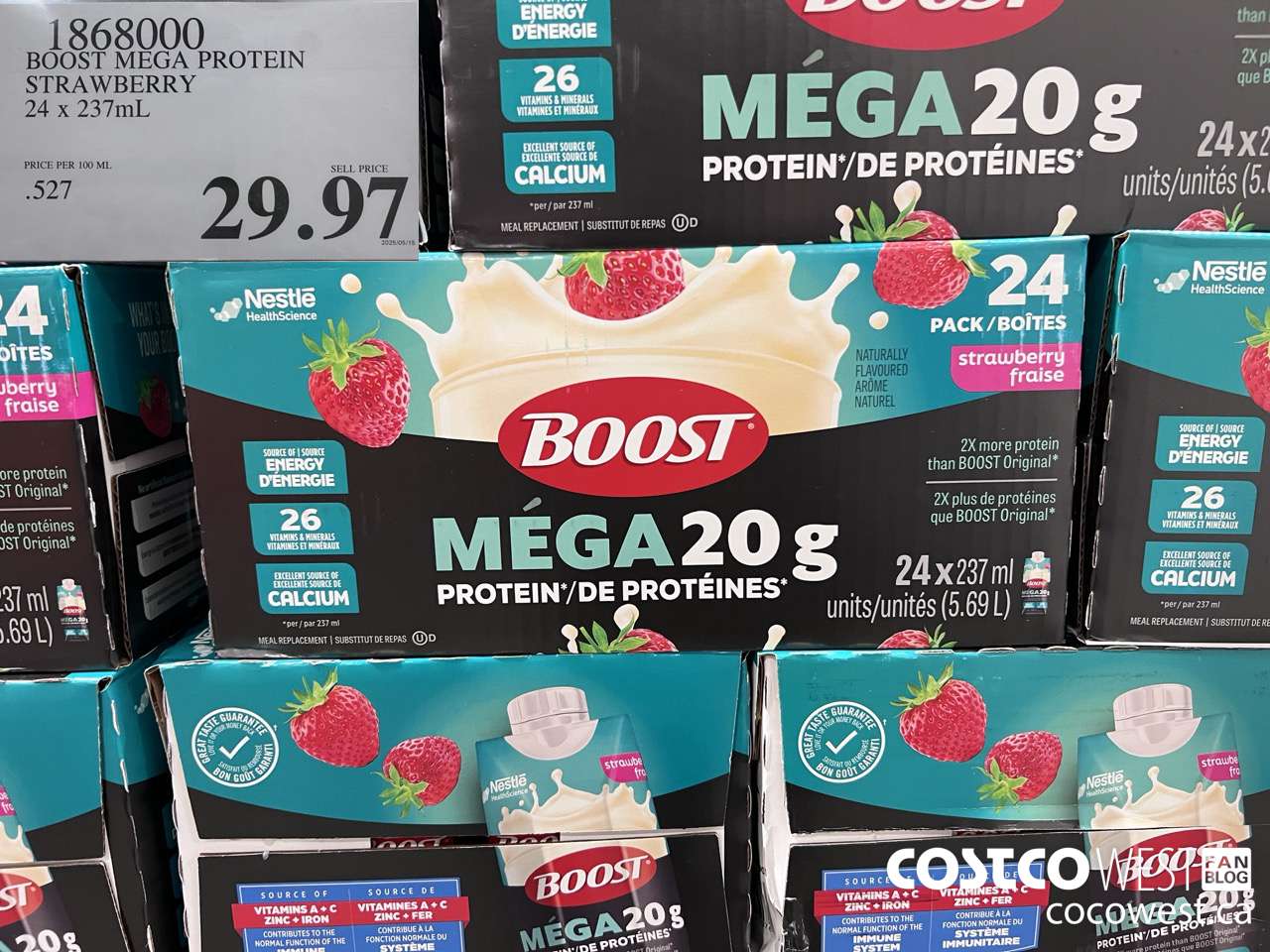 1868000 BOOST MEGA PROTEIN STRAWBERRY 24 X 237ML $29.97