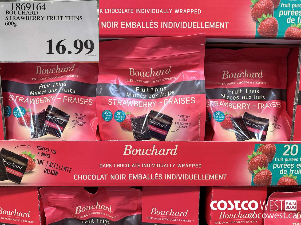 1869164 BOUCHARD STRAWBERRY FRUIT THINS 600G $16.99