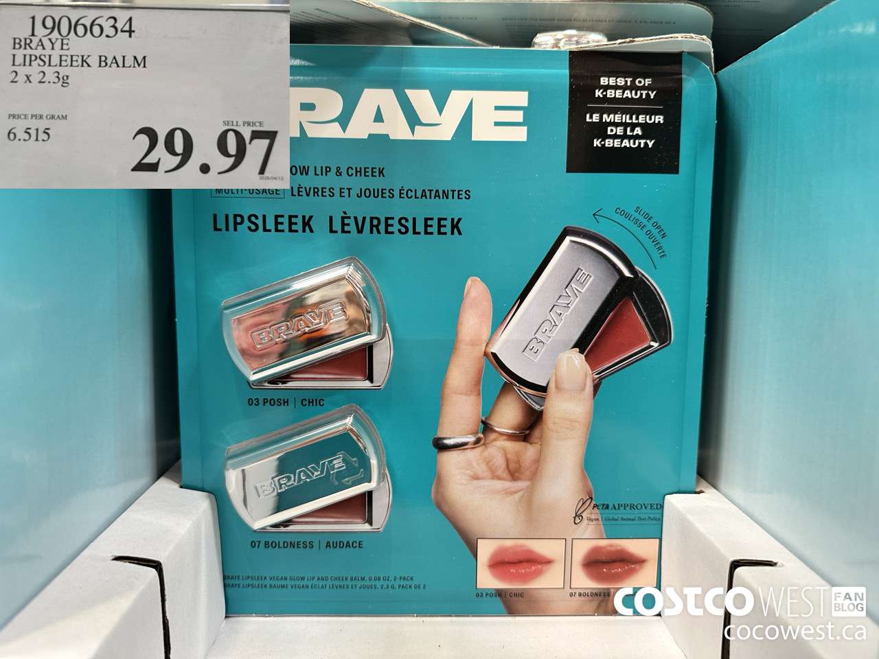 1906634 BRAYE LIPSLEEK BALM 2 X 2.3G $29.97