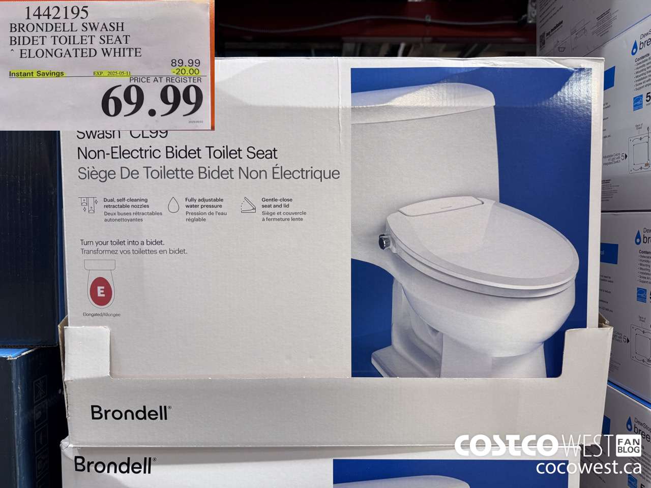 1442195 BRONDELL SWASH BIDET TOILET SEAT ELONGATED WHITE ($20.00 INSTANT SAVINGS EXPIRES ON 2025-05-11) $69.99