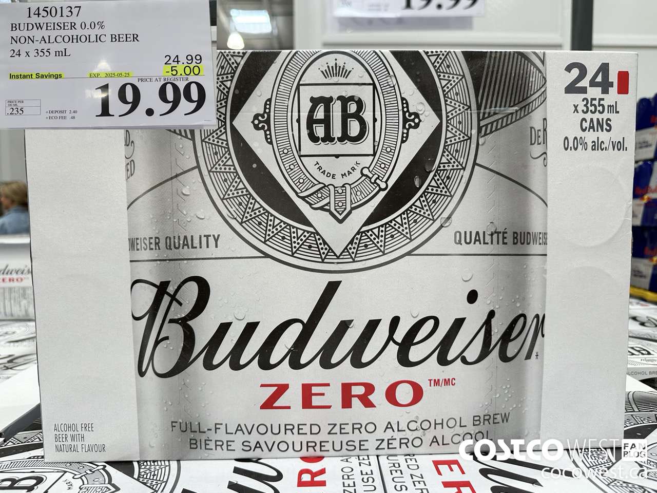 1450137 BUDWEISER 0.0% 24 x 355 mL ($5.00 INSTANT SAVINGS EXPIRES ON 2025-05-25) $19.99