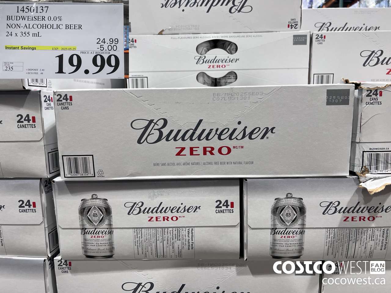 1450137 BUDWEISER 0.0% 24 x 355 mL ($5.00 INSTANT SAVINGS EXPIRES ON 2025-05-25) $19.99