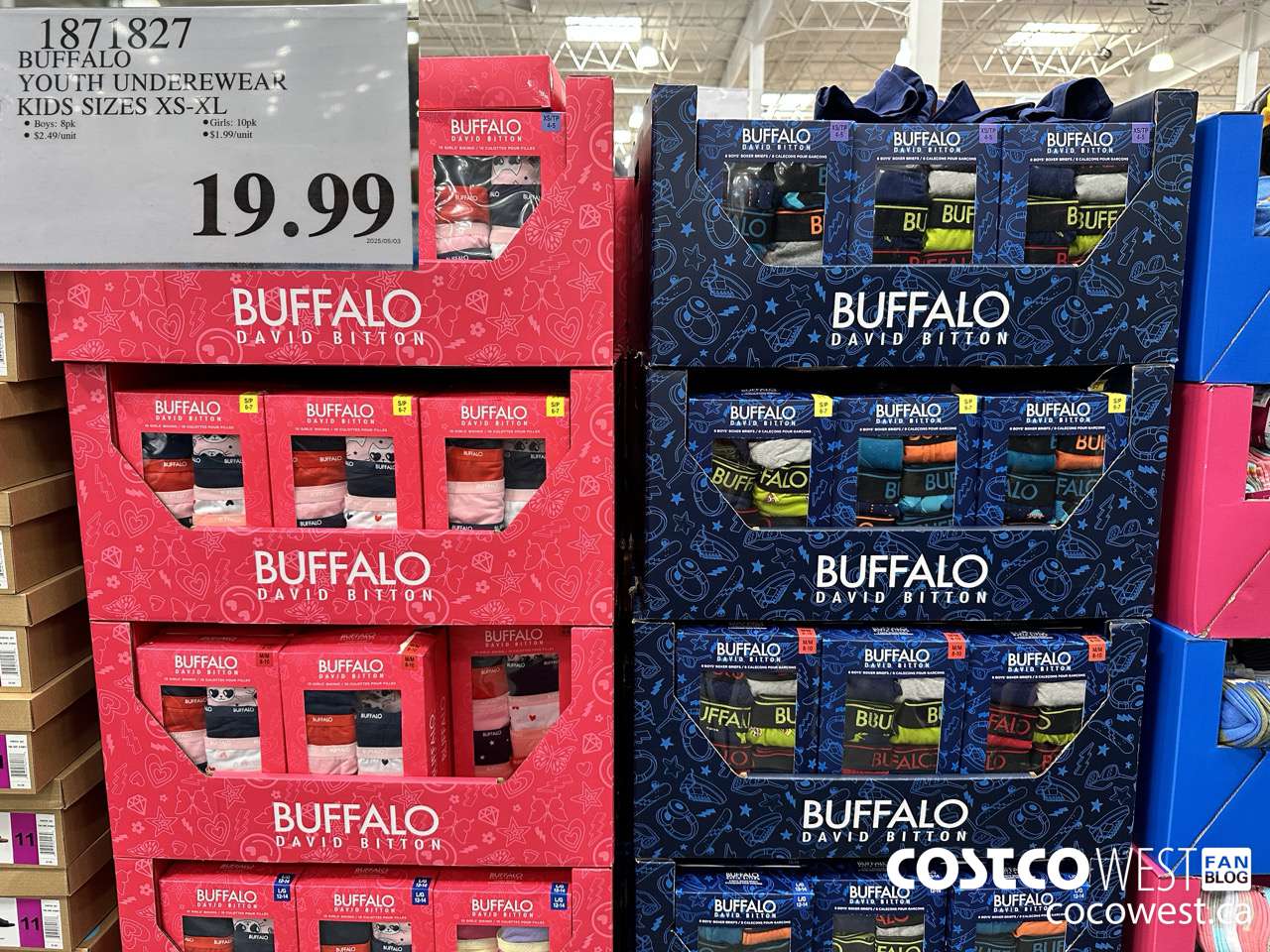 1871827 BUFFALO YOUTH UNDERWEAR KIDS SIZES XS-XL $19.99